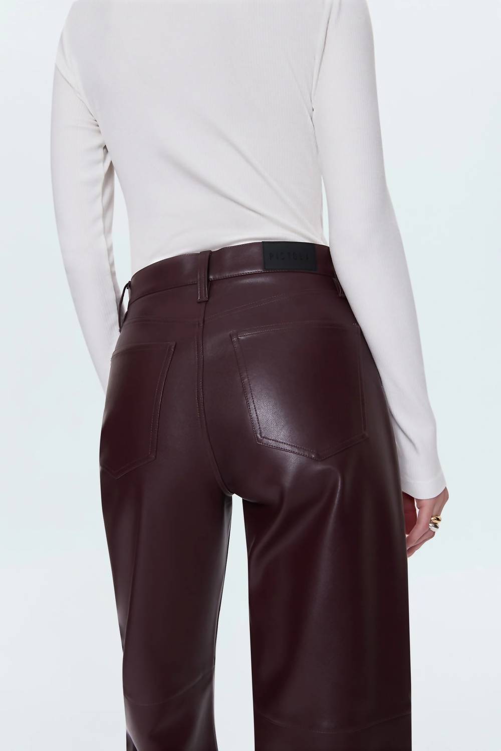 PISTOLA Jett High Rise Bowed Straight Pants in cabernet 1 - women's pants - view 5