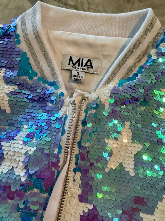 Mia - Girl's Reversible Sequin Star Bomber Jacket