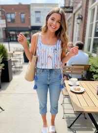Entro - Summer Print Stripe Crop Top