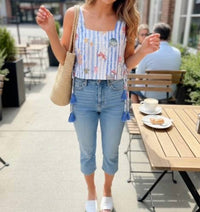 Entro - Summer Print Stripe Crop Top