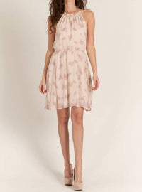 ark & co. Halter Neck Floral Print Mini Dress in blush - women's dress