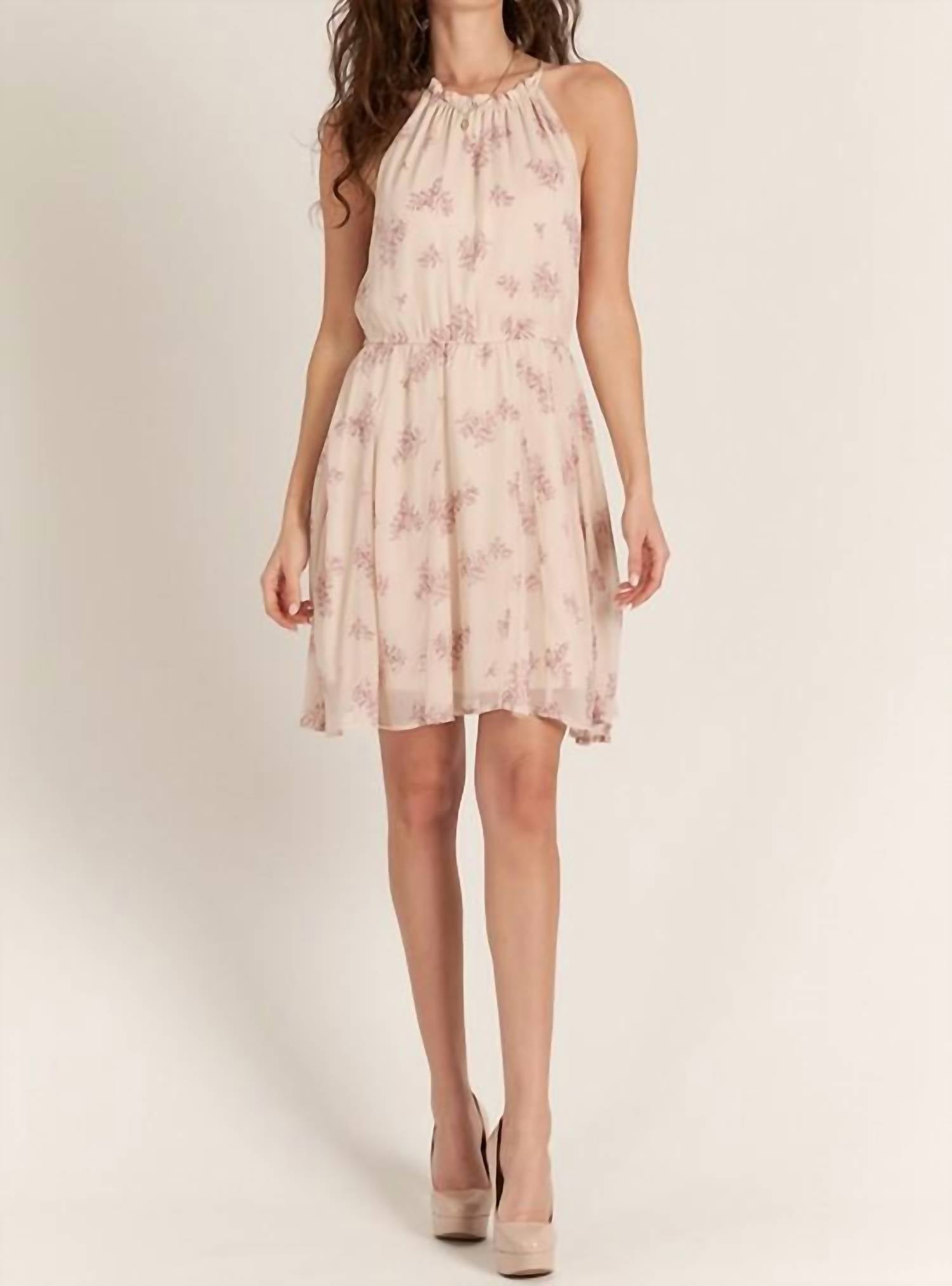 ark & co. Halter Neck Floral Print Mini Dress in blush - women's dress