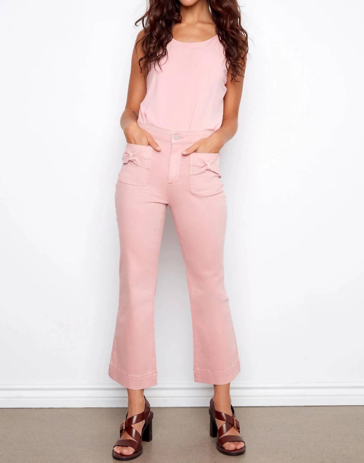Charlie B - Women's Bow Patch Pockets Pants