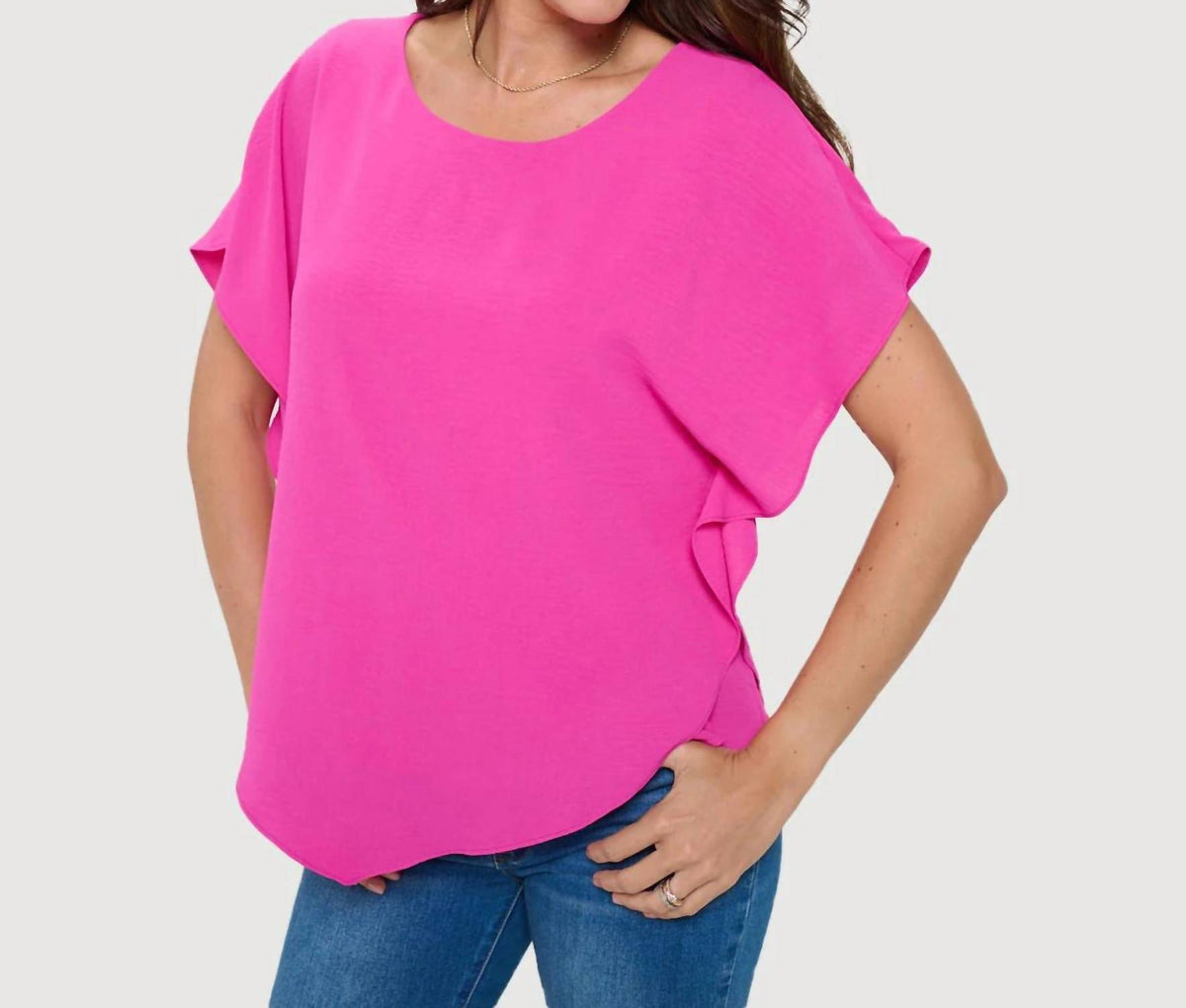 Last Tango - Flowy Batwing Top With Overlay