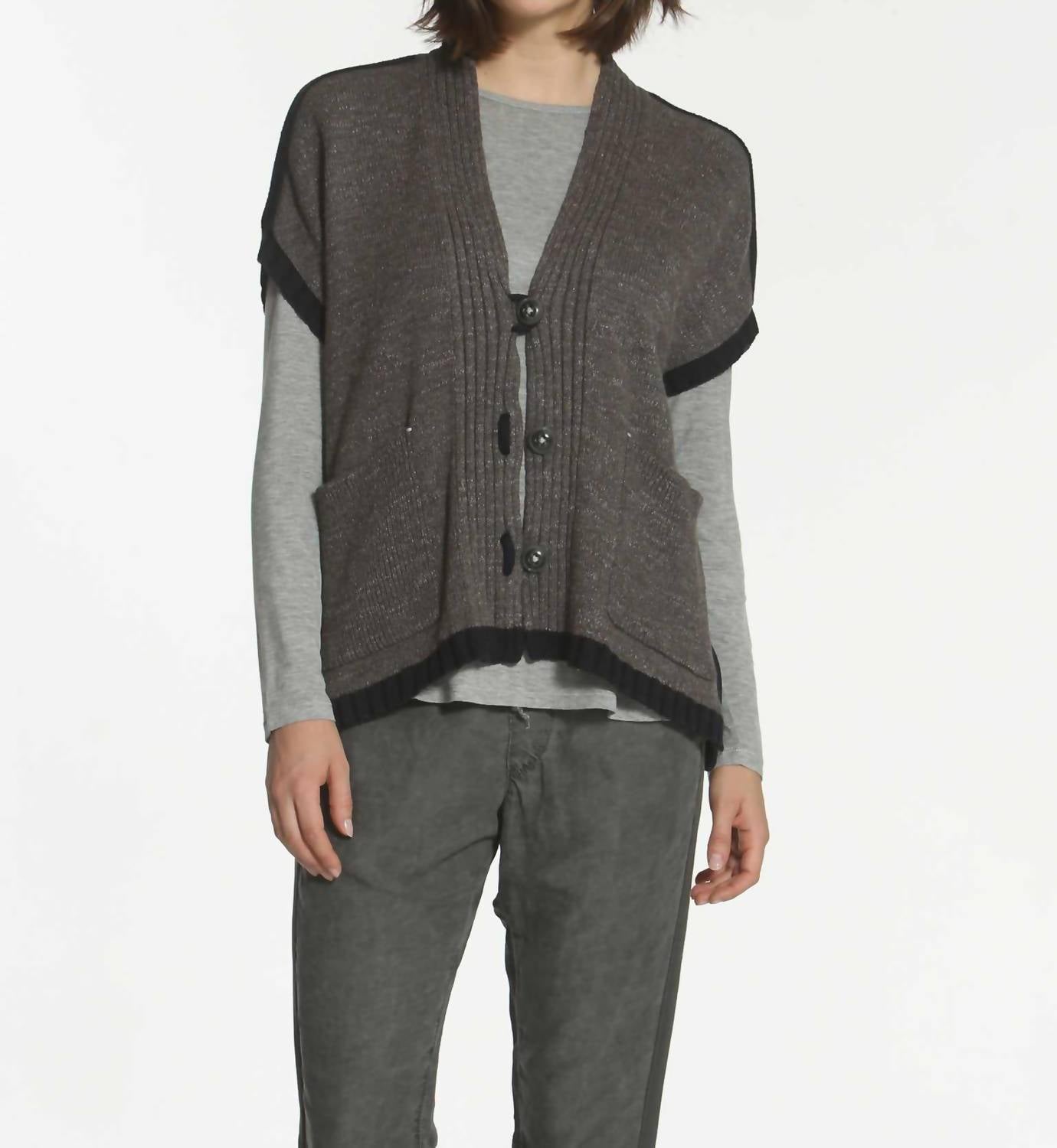 Label+Thread - Women's Boxy Slub Capelet Cardigan