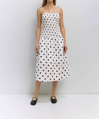All : Row - The Natalie Smocked Polka Dot Midi Dress