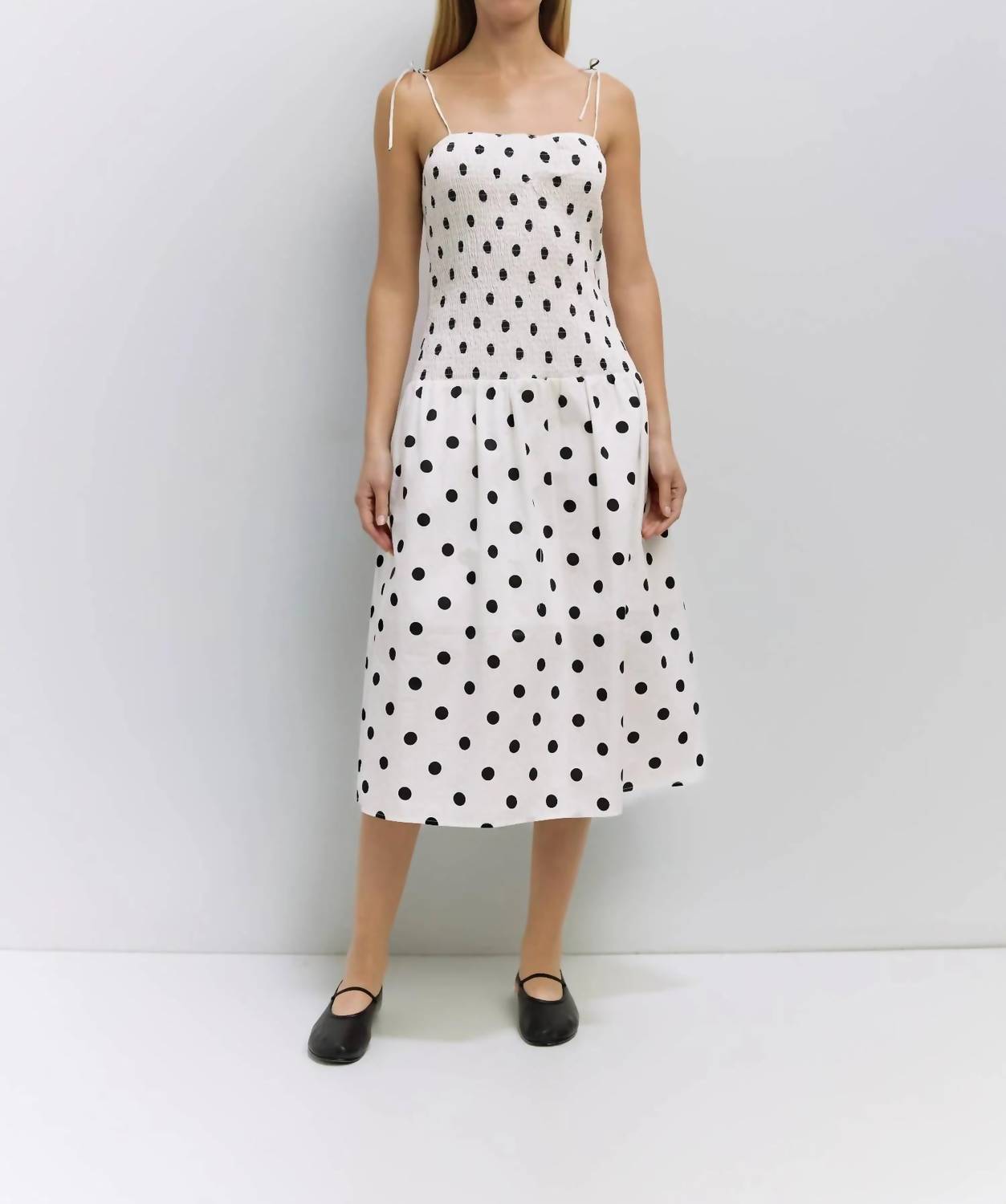 All : Row - The Natalie Smocked Polka Dot Midi Dress