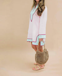 ENDLESS BLU. Turks Tunic Dress in pink blue - women's dress - detail view