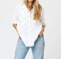 KERRI ROSENTHAL Women's Mia Tiny Hearts Shirt in white - women's shirt
