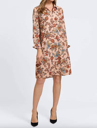 Foxcroft Agnes Corduroy Mini Shirt Dress in multi - women's dress - detail view