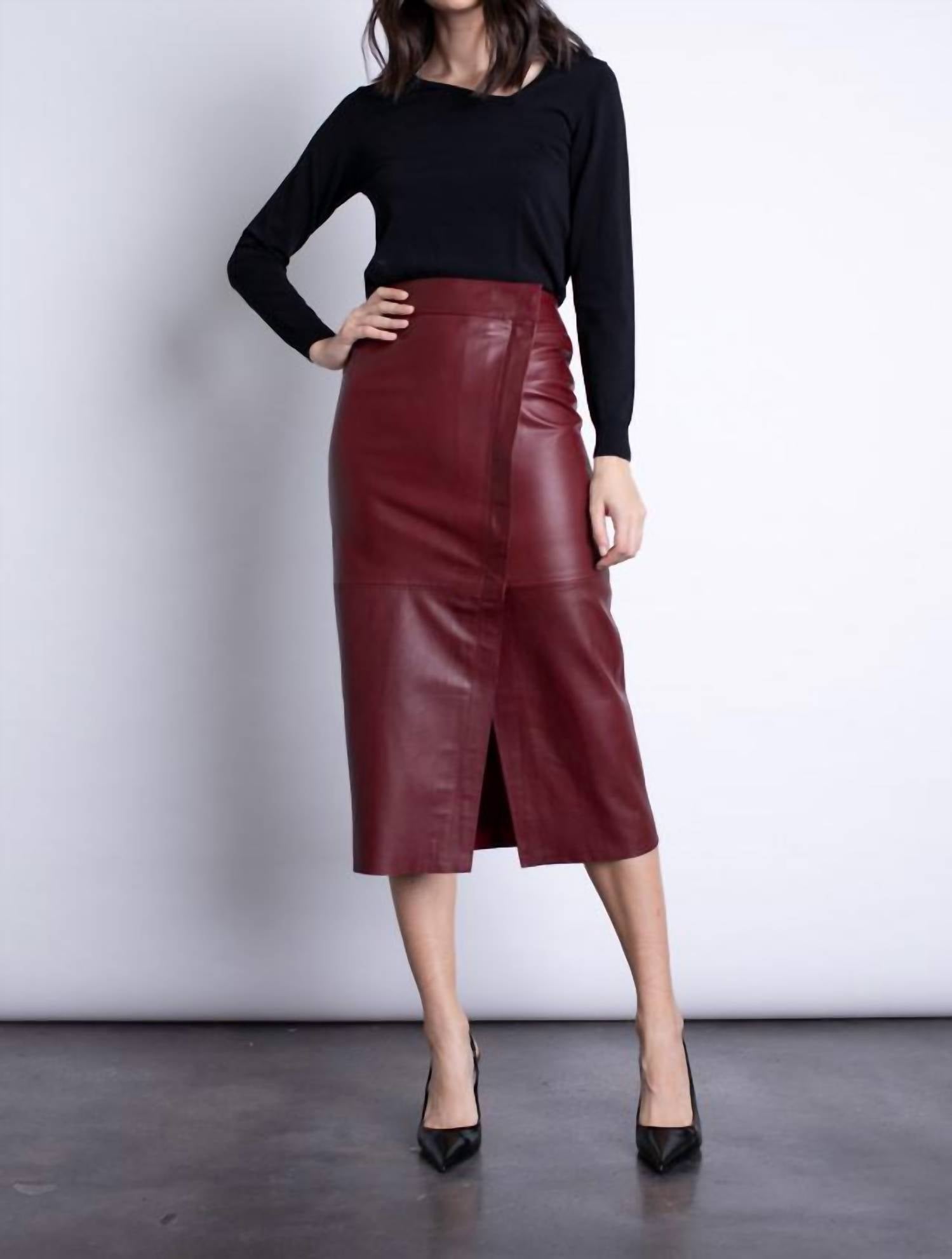 Karina Grimaldi - Romina Leather Midi Skirt