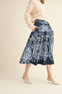 &merci Medallion Tiered Midi Skirt in navy - women's skirt - alternate view