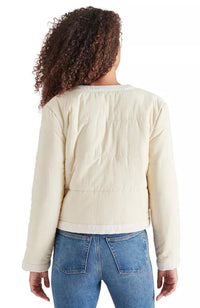 STEVE MADDEN Coppelia Tweed-trim Puffer Jacket in cream tan - women's jacket - alternate view