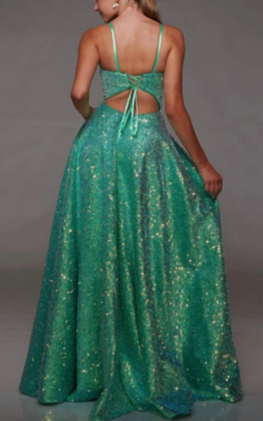 Alyce Paris - Sequin Ball Gown With High Slit