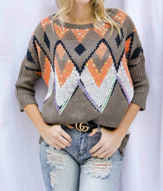 Aztec Sequin Sweater