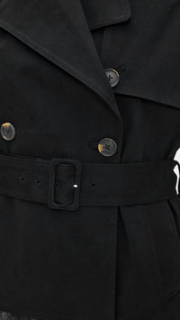 GOOD AMERICAN Cropped Trench Jacket in black - women's jacket - view 5