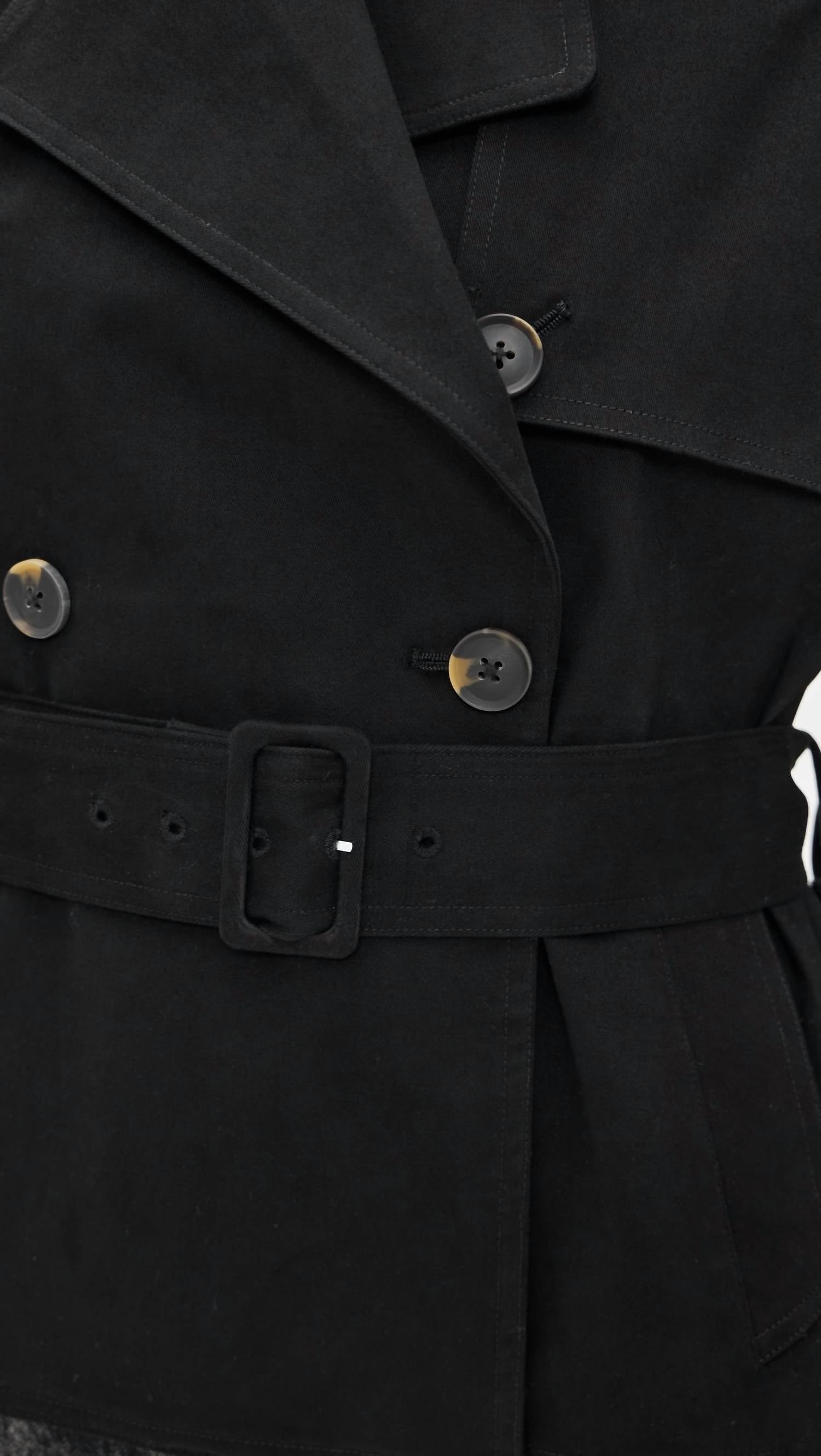 GOOD AMERICAN Cropped Trench Jacket in black - women's jacket - view 5