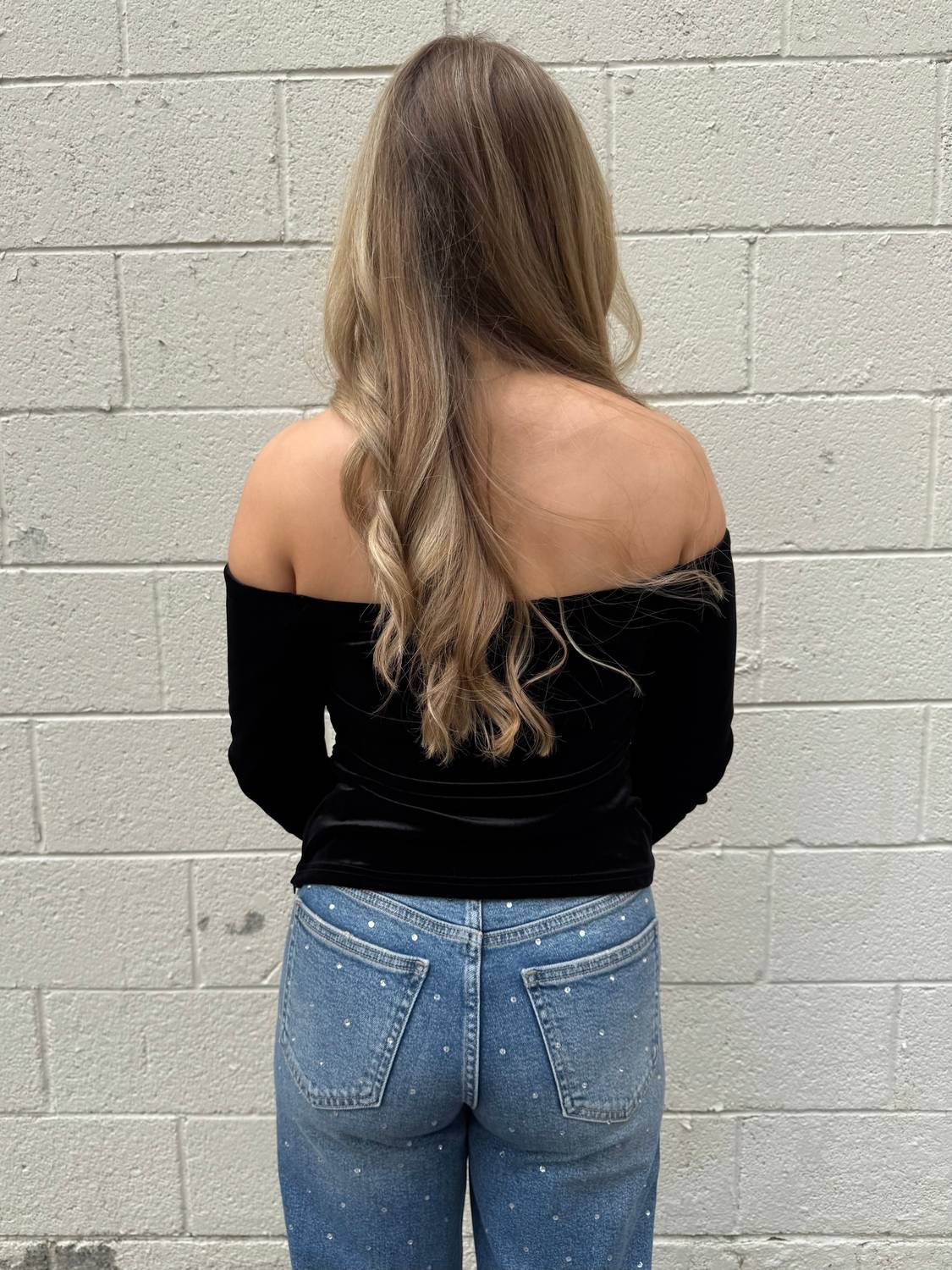 Astr - Salem Velvet Off Shoulder Top