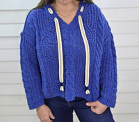 Pol - Oversized Blue Hooded Sweater