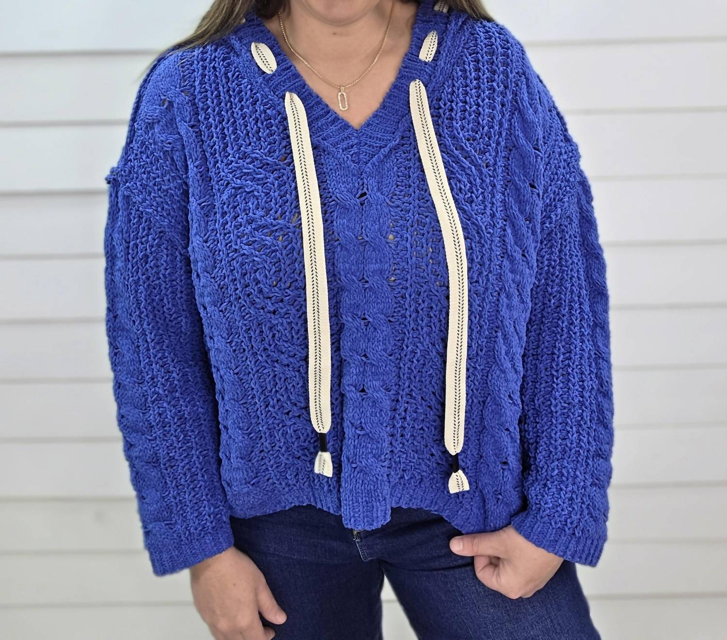 Pol - Oversized Blue Hooded Sweater