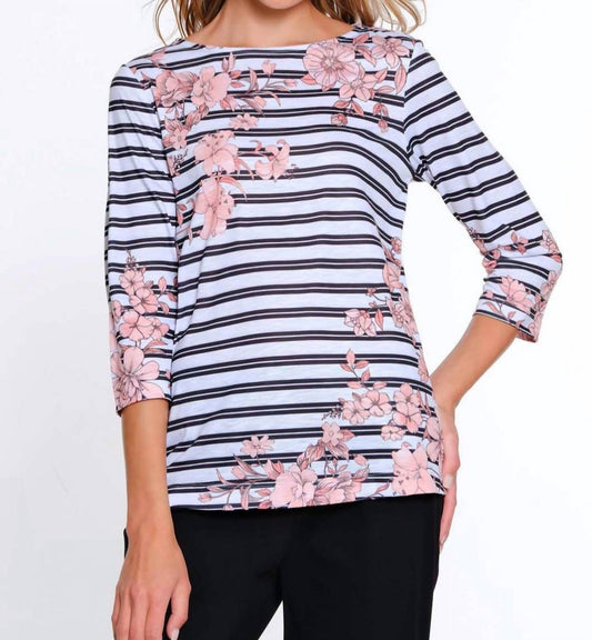 Multiples - 3/4 Sleeve Bateau Side Top