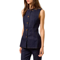 Lalavon - Sleeveless Button-down Top