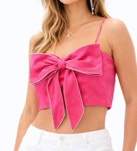 Blue B Ribbon And Rhinestones Top in fuchsia - women's shirt