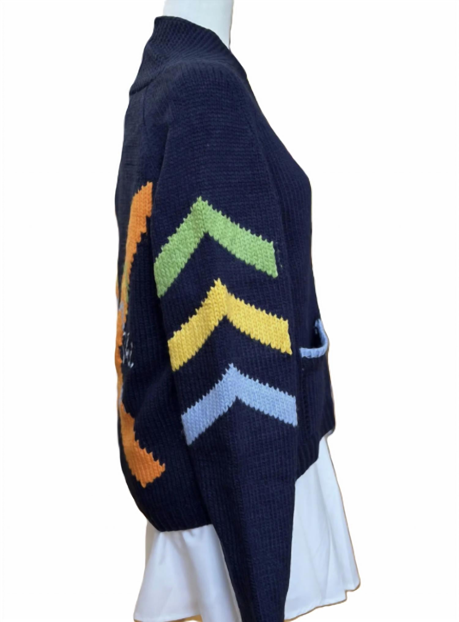 Pink PINEAPPLE Apres X Ski Varsity Cardigan in navy - women's cardigan - alternate view