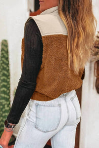 Lovesoft Women's Half-zip Sherpa Pullover Vest in beige brown - women's jacket - view 4