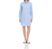 Karen Kane - Stripe Roll-Tab Embellished Shirtdress