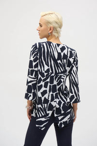 Joseph Ribkoff - Bold Print Silky Knit 3/4 Flared Sleeve Tunic Top