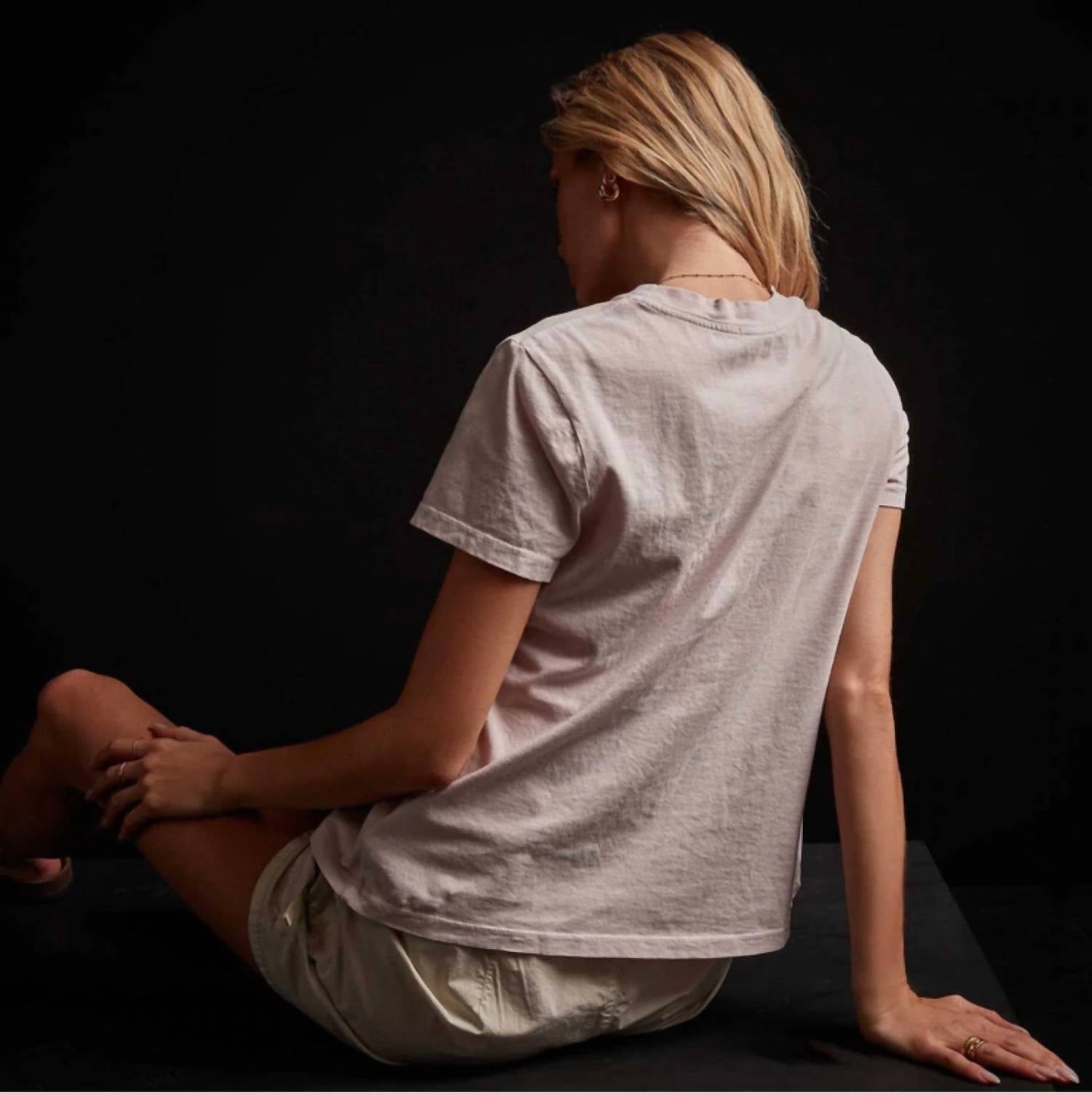 JAMES PERSE Vintage Little Boy Tee in ballerina pigment - women's t-shirt - detail view