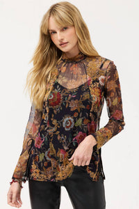 Johnny Was Women's Francisca Mesh Blouse in multi - women's long sleeve top - alternate view