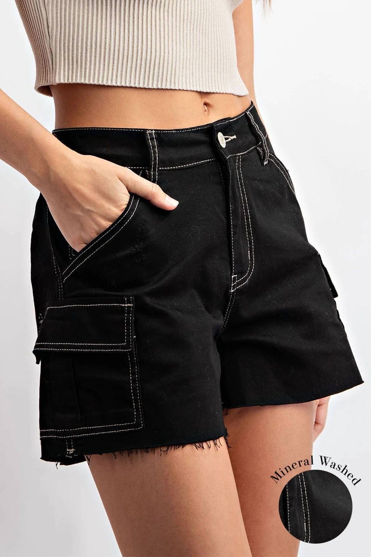 Ee:Some - Mineral Washed Cargo Shorts