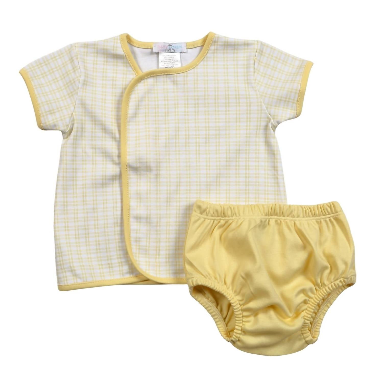 BABY LOREN Kids Plaid Diaper Set in yellow - item