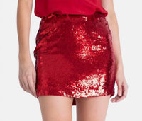 Karina Grimaldi Lena Sequin Skirt in ruby - women's skirt - alternate view
