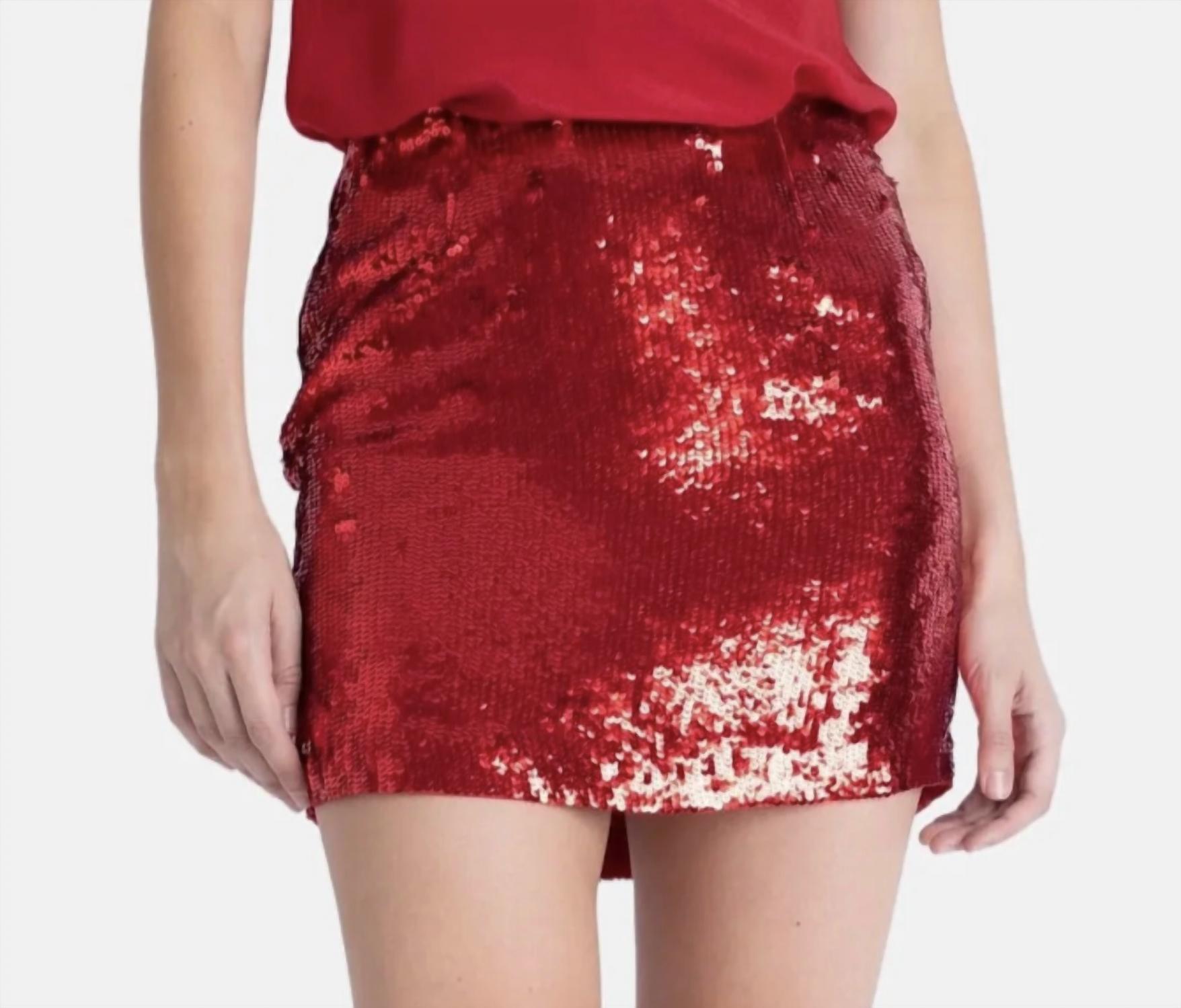 Karina Grimaldi Lena Sequin Skirt in ruby - women's skirt - alternate view