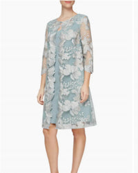 Alex Evenings Embroidered Mock Jacket Cocktail Dress in gray - women's dress