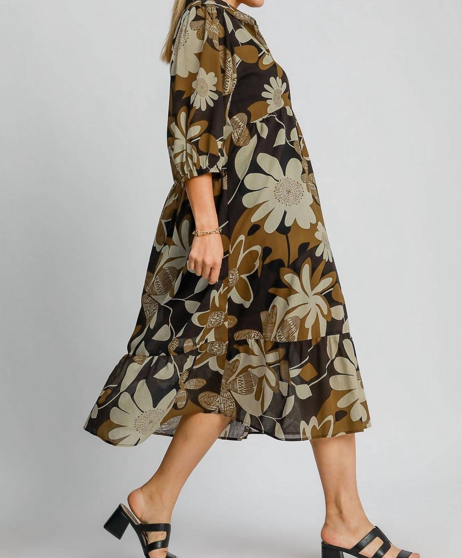 Umgee - Floral Print Midi Dress