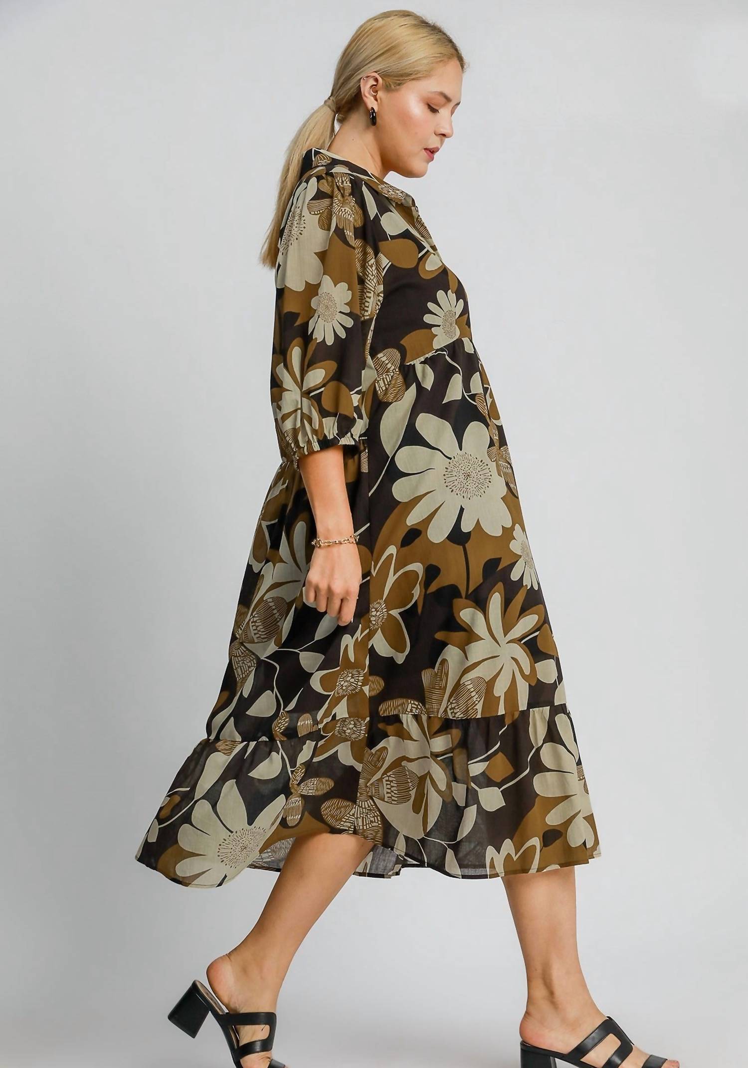 Umgee - Floral Print Midi Dress