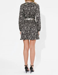 adelyn rae Sasha Pleated Mini Dress in black cream - women's dress - alternate view