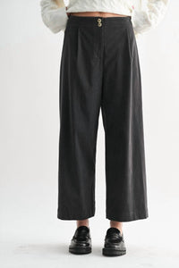 Fun 2 Fun Wide Leg Corduroy Pant in charcoal - women's pants