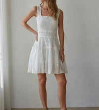 By Together - Alexie Eyelet Smocked Mini Dress