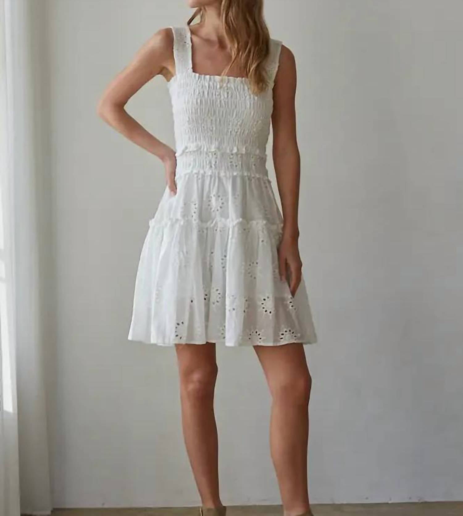 By Together - Alexie Eyelet Smocked Mini Dress