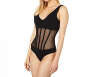Bcbgmaxazria - Mesh Inset Deep V-neck Bodysuit