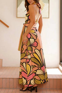 Sundayup - Retro Bloom Halter Maxi Dress