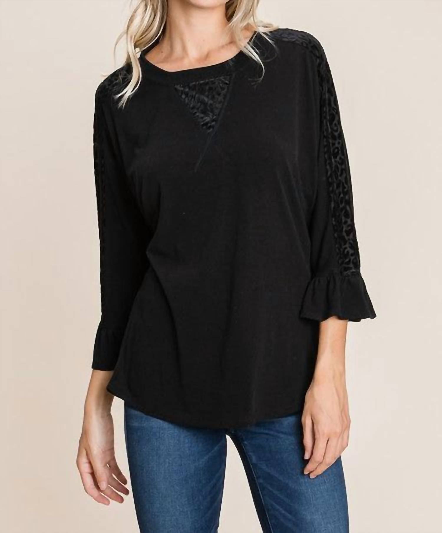 Emerald Collection - Leopard Velvet Accent Top
