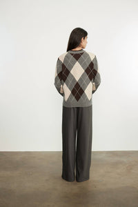 Enza Costa - KNIT CASHMERE ARGYLE SWEATER
