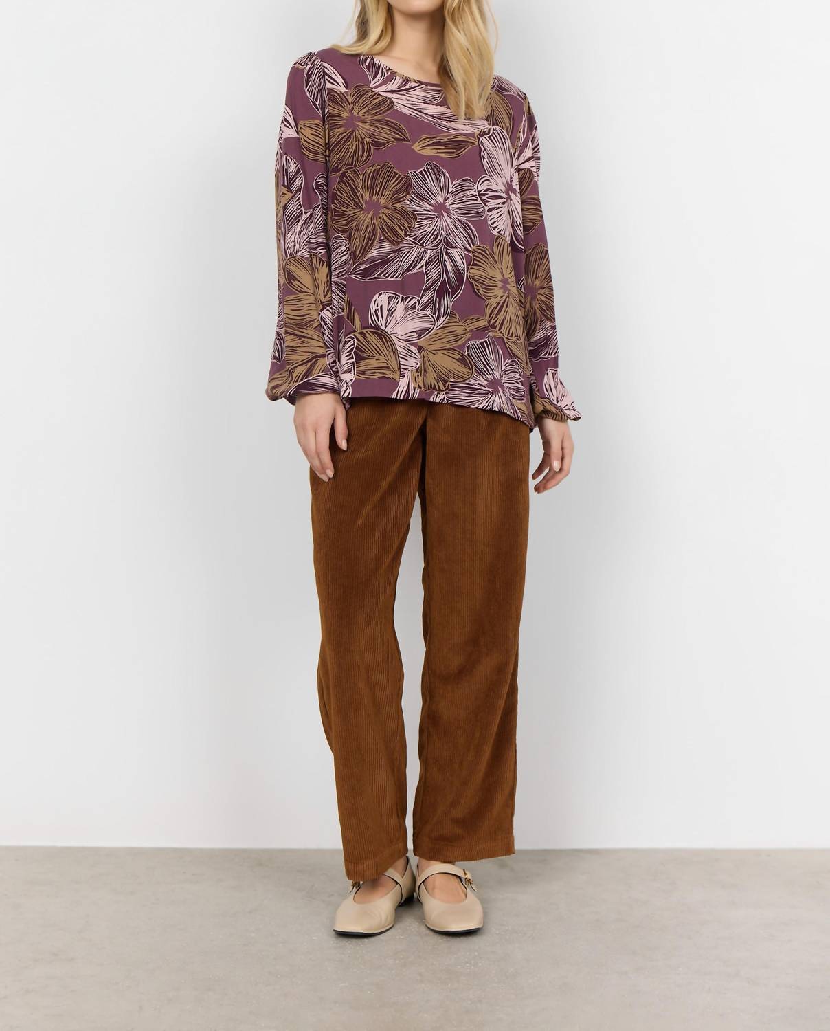 Soya Concept - Wine Floral Swing Blouse