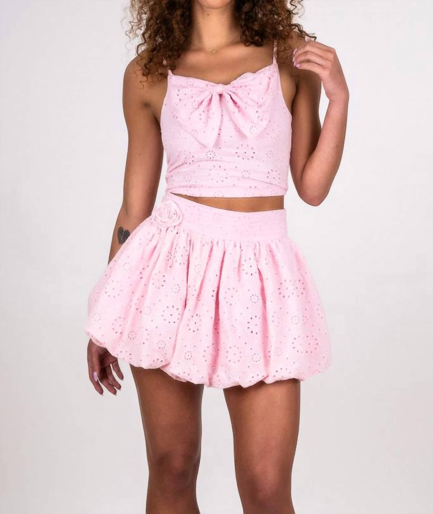 Flowers By Zoe - Women's Eyelet Bubble Hem Skirt